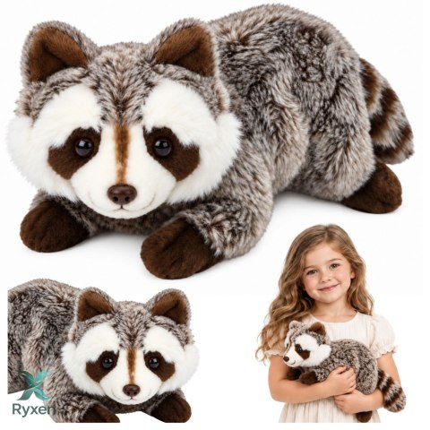 Pluszowy Szop Maskotka Przytulanka Zwierzątko Brązowy Szary 41 cm