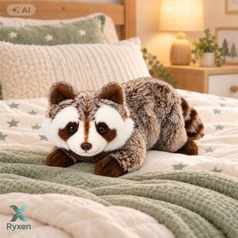 Pluszowy Szop Maskotka Przytulanka Zwierzątko Brązowy Szary 41 cm