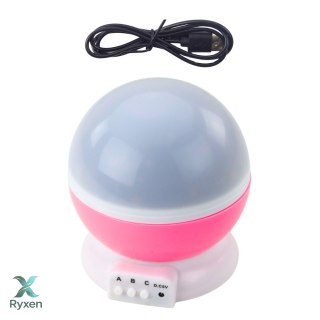 Projektor Gwiazd Obrotowy 360° LED Lampka Nocna Różowy