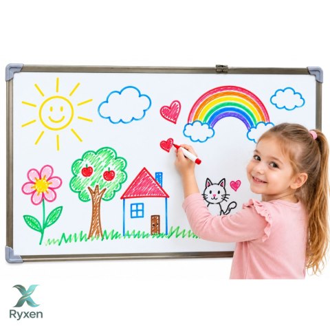 Tablica Magnetyczna Suchościeralna Markery Gąbki Akcesoria Biała 90x60 cm