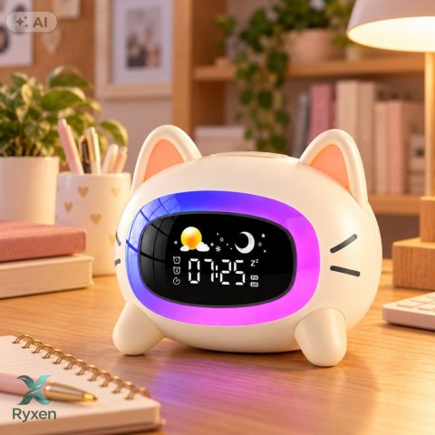 Wielofunkcyjny Budzik Zegar Elektroniczny Lampka Nocna Trener Snu Kotek