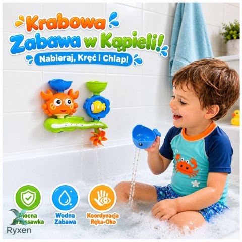 Zabawka Do Kąpieli Krab Wieloryb Wodospad Kołowrotek Przyssawki Kolorowy