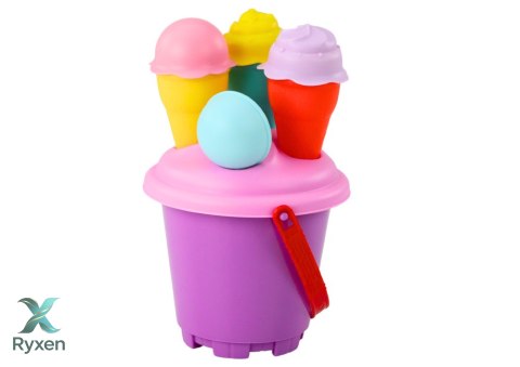 Zestaw Do Piasku Lody Wiaderko Łopatka Różowe 6 ele.