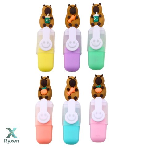 Zestaw Mini Zakreślaczy Kapibara W Etui Kolorowe Pstelowe 6szt