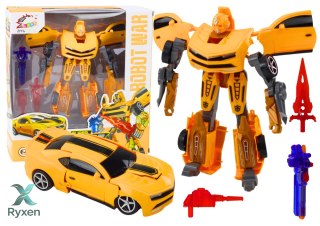 Auto-Robot 2w1 Sportowy Żółty Zestaw Broni 3szt