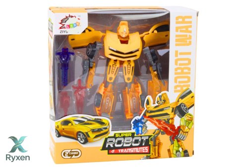 Auto-Robot 2w1 Sportowy Żółty Zestaw Broni 3szt