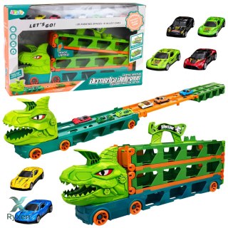 Ciężarówka Dinozaur z Resorakami Tor Dla Autek Transporter Wyrzutnia 4w1