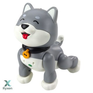 Interaktywny Robot Pies Husky Zdalnie Sterowany RC Głosem Sztuczki Szary