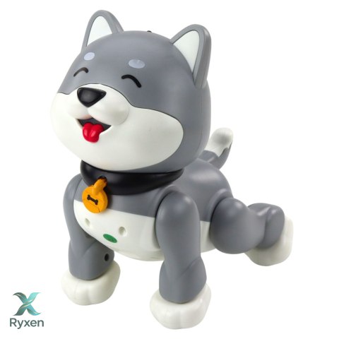 Interaktywny Robot Pies Husky Zdalnie Sterowany RC Głosem Sztuczki Szary
