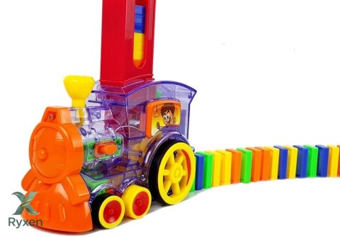 Lokomotywa LED Układa Domino Pociąg Klocki Układanka na Baterie