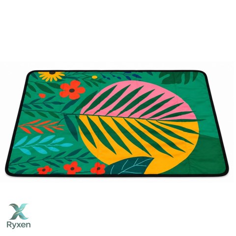 Mały Koc Turystyczny Piknikowy Mata Rośliny Kolorowa 100 x 70 cm