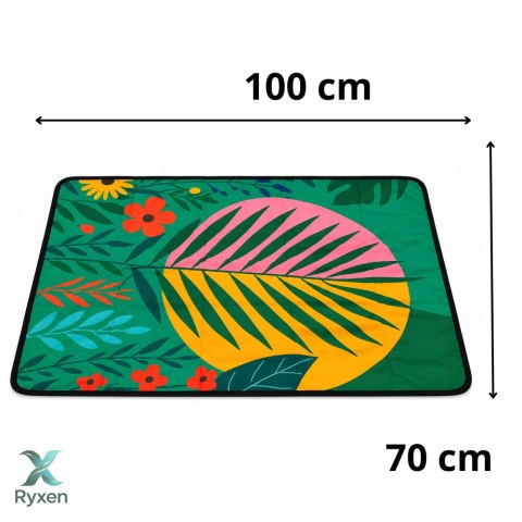 Mały Koc Turystyczny Piknikowy Mata Rośliny Kolorowa 100 x 70 cm