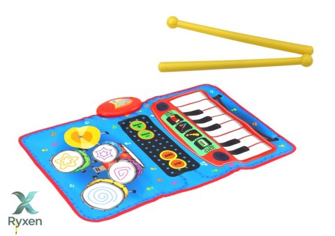 Mata Muzyczna 2w1 Interaktywna Perkusja Pianinko Pałeczki
