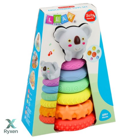 Piramidka Sensoryczna Z Koalą Wieża Edukacyjna Kolorowa 7 el.