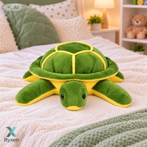 Pluszowy Żółw Maskotka Przytulanka Miękki Żółto-Zielony 33cm
