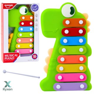 Cymbałki Instrument Muzyczny Dla Malucha 8 Płytek Dinozaur Zielony