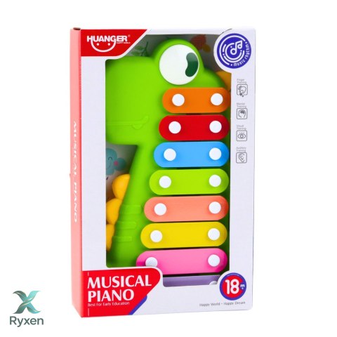 Cymbałki Instrument Muzyczny Dla Malucha 8 Płytek Dinozaur Zielony