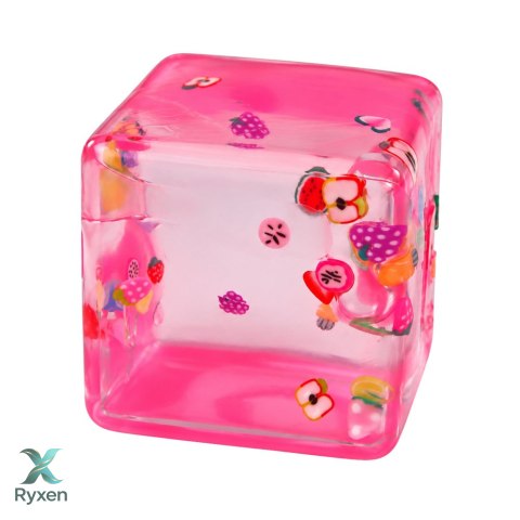 Gniotek Antystresowy Kostka Lodu Ice Cube Squishy Przezroczysty Owoce 5cm