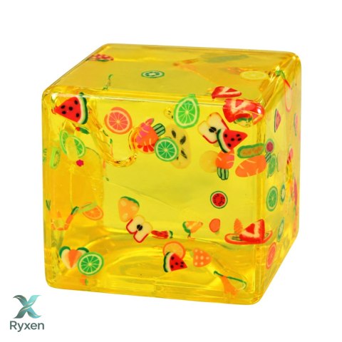 Gniotek Antystresowy Kostka Lodu Ice Cube Squishy Przezroczysty Owoce 5cm