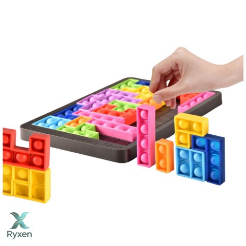 Gra Tetris Pop-It Układanka Puzzle 3w1 Sensoryczna Kolorowa 27el
