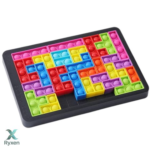 Gra Tetris Pop-It Układanka Puzzle 3w1 Sensoryczna Kolorowa 27el