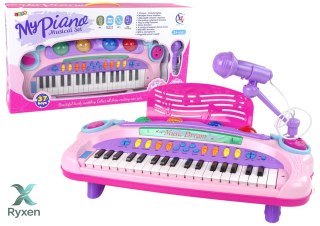 Interaktywne Duże Różowe Pianino Keyboard Mikrofon MP3