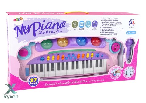 Interaktywne Duże Różowe Pianino Keyboard Mikrofon MP3