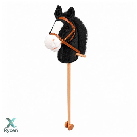 Koń Na Kiju z Kółkami Hobby Horse Dźwięki Galopu Biało-Czarny 100 cm