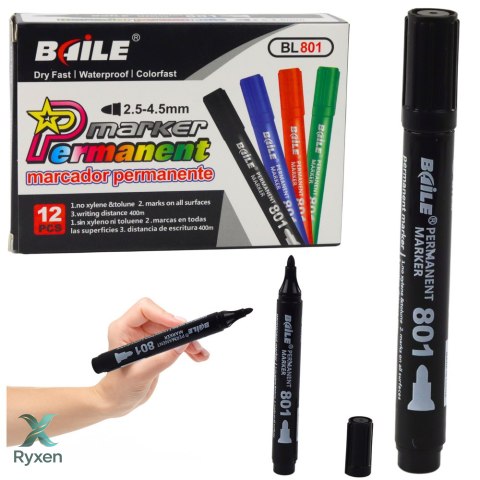 Marker Permanentny Wodoodporny Czarny 2,5-4,5 mm