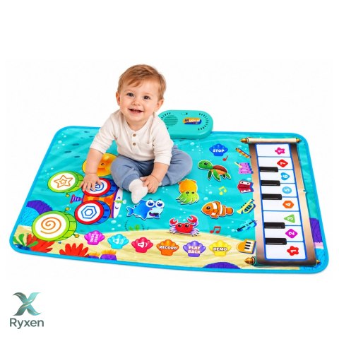 Mata Muzyczna Edukacyjna 2w1 Podwodny Świat Dźwięki Instrumentów 80x50 cm
