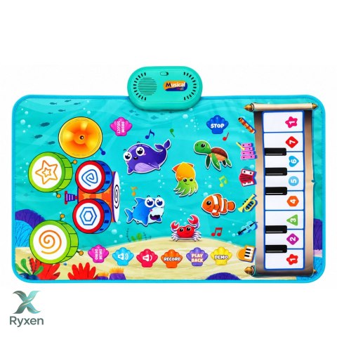 Mata Muzyczna Edukacyjna 2w1 Podwodny Świat Dźwięki Instrumentów 80x50 cm