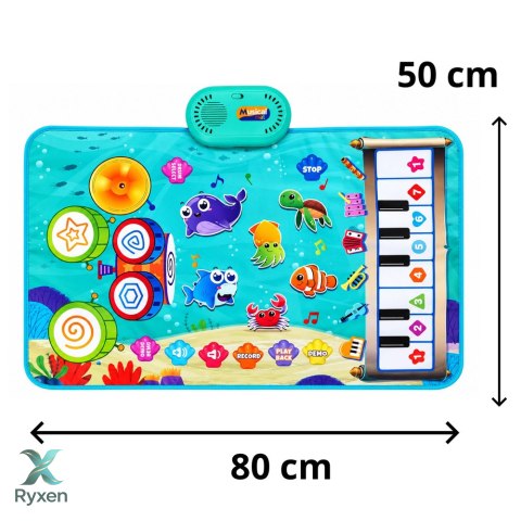 Mata Muzyczna Edukacyjna 2w1 Podwodny Świat Dźwięki Instrumentów 80x50 cm