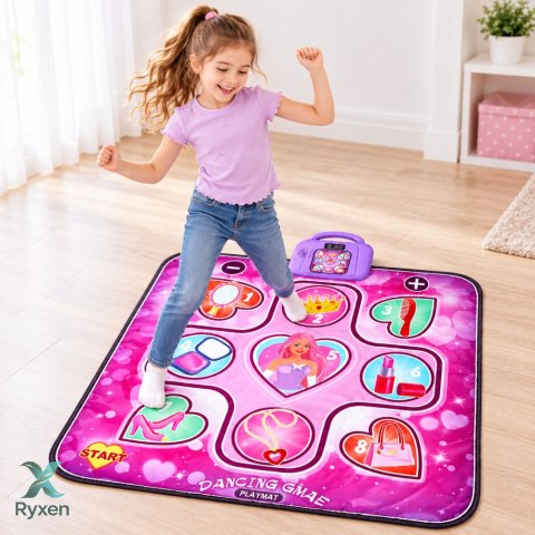 Mata Taneczna Interaktywna Dla Dzieci LED Muzyka Motyw Księżniczki 108x90cm