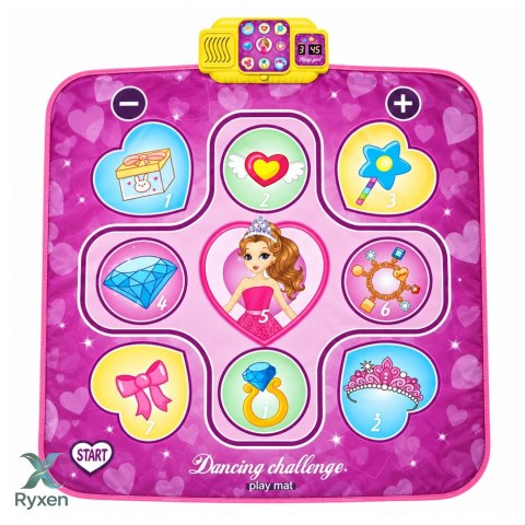 Mata Taneczna Interaktywna Księżniczka LED Muzyka Różowa 98x86.5cm