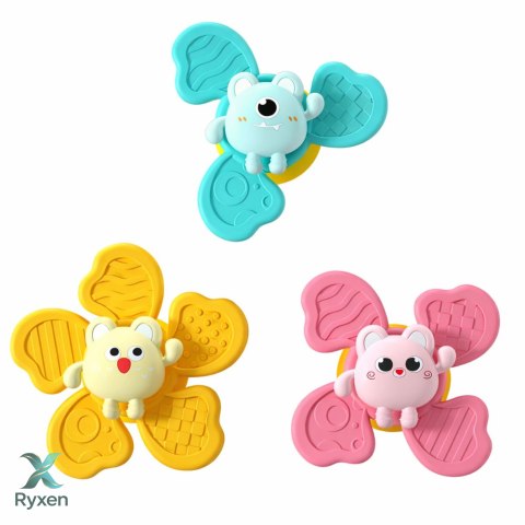Zestaw Fidget Spinnery Grzechotki Wirujące Przyssawki Kolorowe 3 szt.