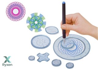 Zestaw Geometryczny Spirograf Kółka Pisaki Modelina 28 El