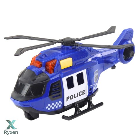 Zestaw Policyjny Helikopter Samochód Ruchome Elementy Światła Dźwięki