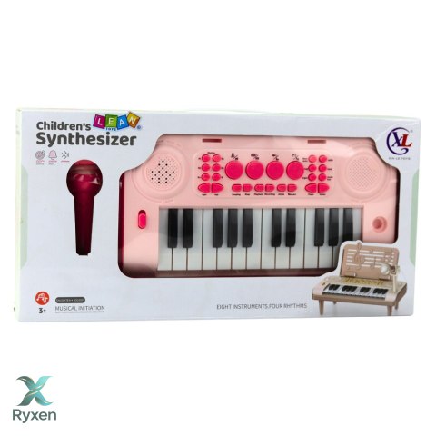 Elektroniczne Pianinko Edukacyjne Z Podstawką Na Nuty Mikrofon 24K Różowe
