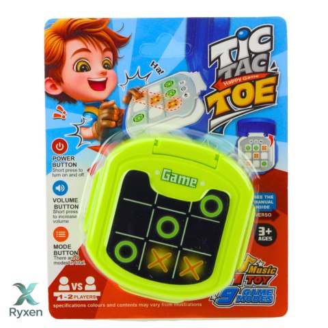 Gra Elektroniczna Kółko i Krzyżyk Tic Tac Toe 9 Trybów Zielona