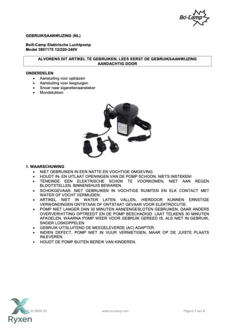 Pompka KOMPRESOR 240L/min Bo Camp