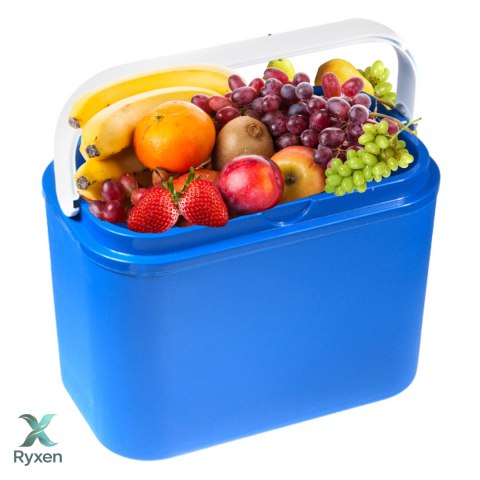 Lodówka turystyczna 10 L na wkłady mrożące, niebieska z białą pokrywą, wymiary 33x25,5x20 cm Kamai COOLBOX