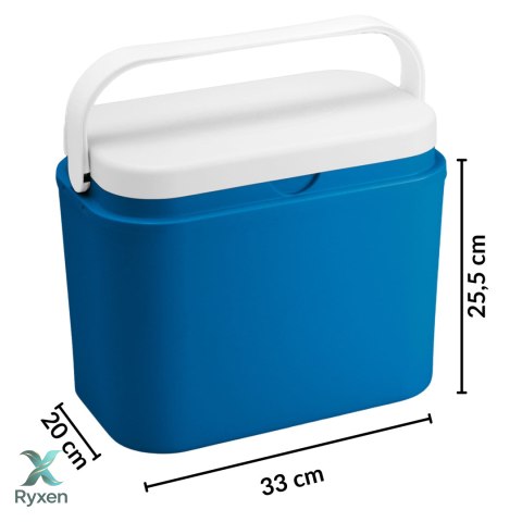 Lodówka turystyczna 10 L na wkłady mrożące, niebieska z białą pokrywą, wymiary 33x25,5x20 cm Kamai COOLBOX