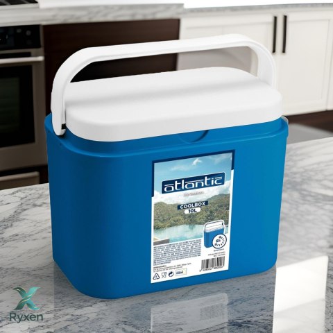 Lodówka turystyczna 10 L na wkłady mrożące, niebieska z białą pokrywą, wymiary 33x25,5x20 cm Kamai COOLBOX
