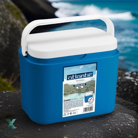 Lodówka turystyczna 10 L na wkłady mrożące, niebieska z białą pokrywą, wymiary 33x25,5x20 cm Kamai COOLBOX