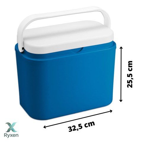 Lodówka turystyczna 10 L na wkłady mrożące, niebieska z białą pokrywą, wymiary 33x25,5x20 cm Kamai COOLBOX