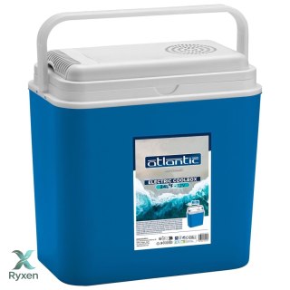 Lodówka samochodowa elektryczna 24L KAMAI ATLANTIC, zasilanie 12V, niebieska z białą pokrywą i rączką Cegeco