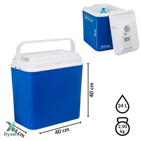 Lodówka turystyczna 24L elektryczna 12V do samochodu, chłodzenie ogniwo Peltiera, wymiary 39x40x24 cm Kamai COOLBOX
