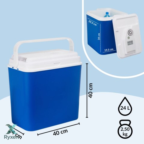 Lodówka turystyczna 24L elektryczna 12V do samochodu, chłodzenie ogniwo Peltiera, wymiary 39x40x24 cm Kamai COOLBOX