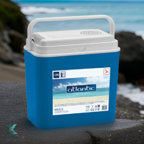 Lodówka turystyczna 24L elektryczna 12V do samochodu, chłodzenie ogniwo Peltiera, wymiary 39x40x24 cm Kamai COOLBOX