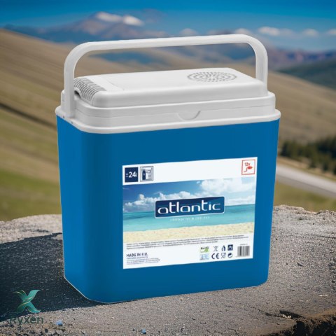 Lodówka turystyczna 24L elektryczna 12V do samochodu, chłodzenie ogniwo Peltiera, wymiary 39x40x24 cm Kamai COOLBOX